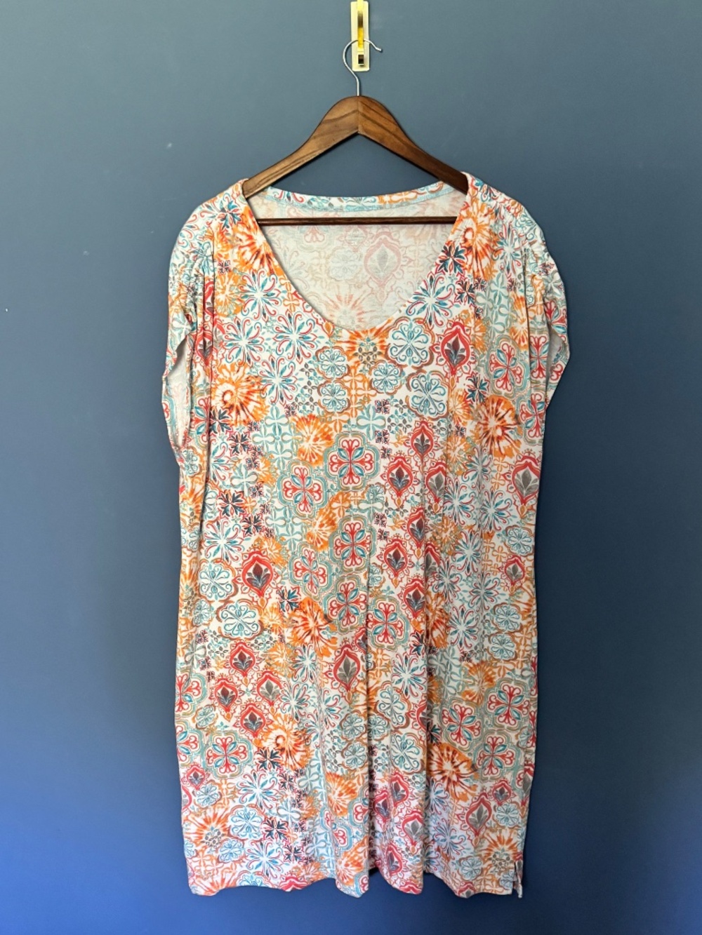 Talbots Ruched Shift Dress - Freshwater Medallion